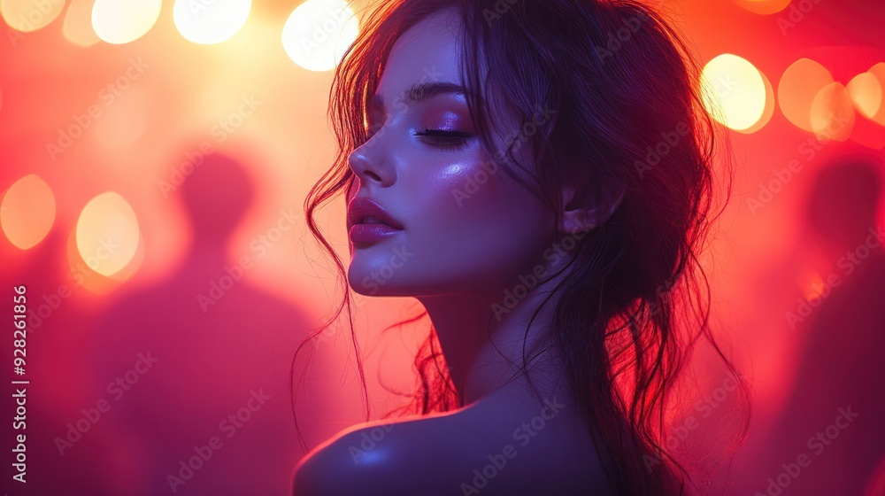 Glamourous Woman Under Red Light Glamourous Woman Under Red Light