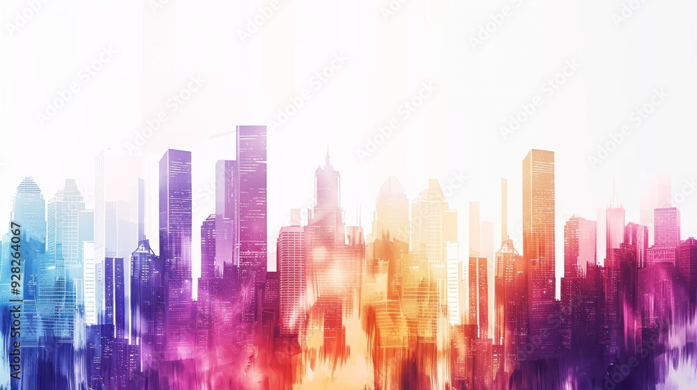 Fototapeta premium Vibrant Cityscape with Rainbow Hues