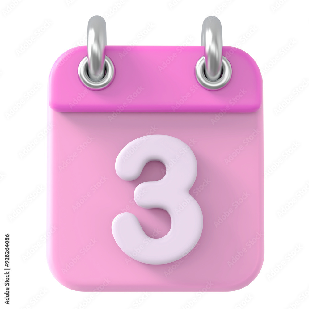 Calendar Day 3 . 3D illustration Calendar Day 3 . 3D illustration