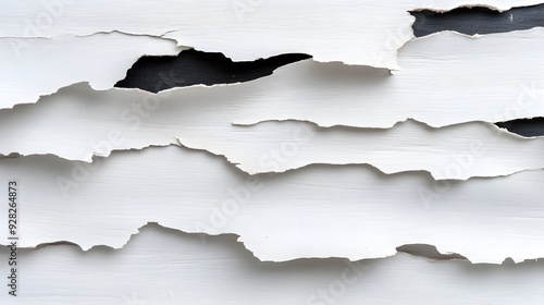 Abstract composition of birch bark focusing on the contrast between white papery surface and black markings, with subtle peeling edges