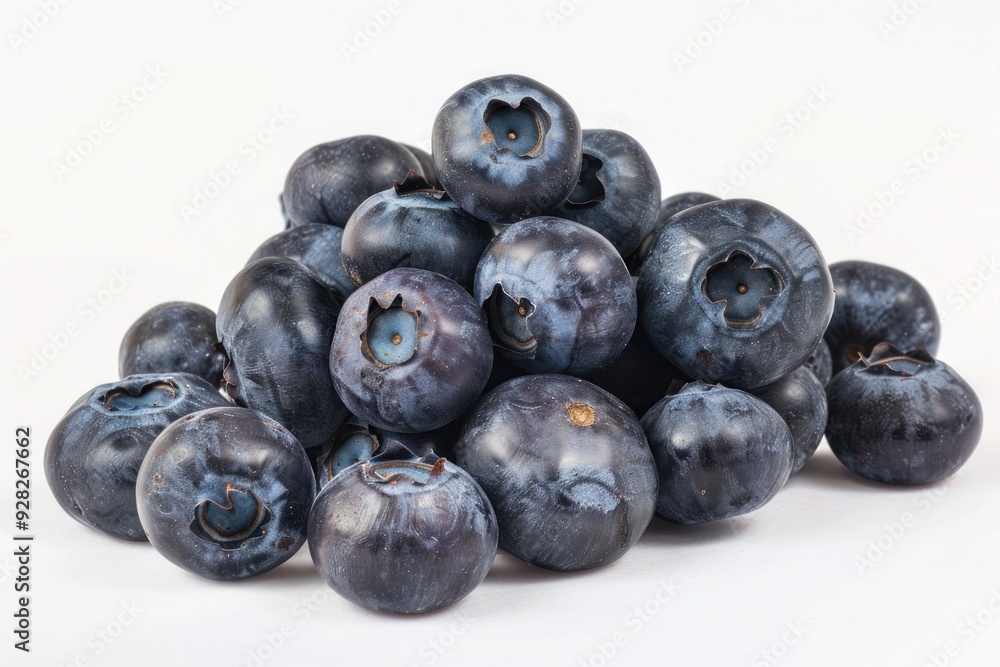 A fresh bunch of blueberries with a deep blue color, isolated on a pure white background A fresh bunch of blueberries with a deep blue color, isolated on a pure white background