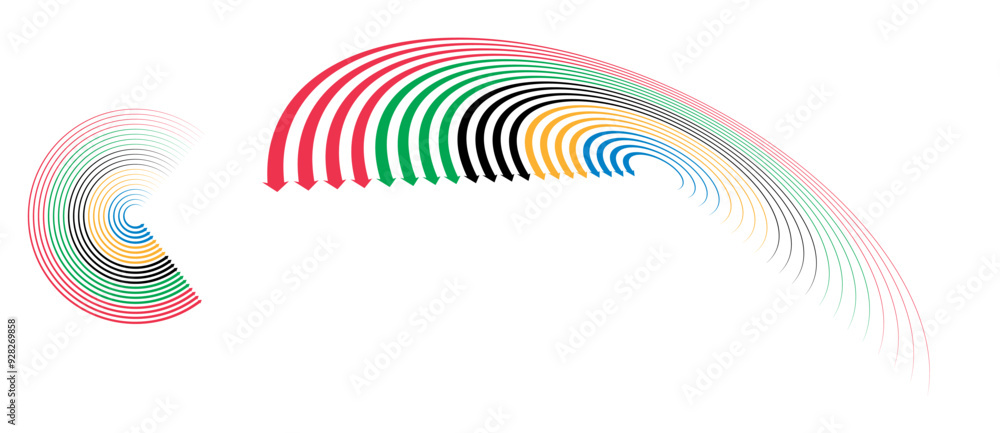 Abstract colorful background in circle. Red, Green, Black, Yellow and Blue colors spiral lines. Abstract colorful background in circle. Red, Green, Black, Yellow and Blue colors spiral lines.