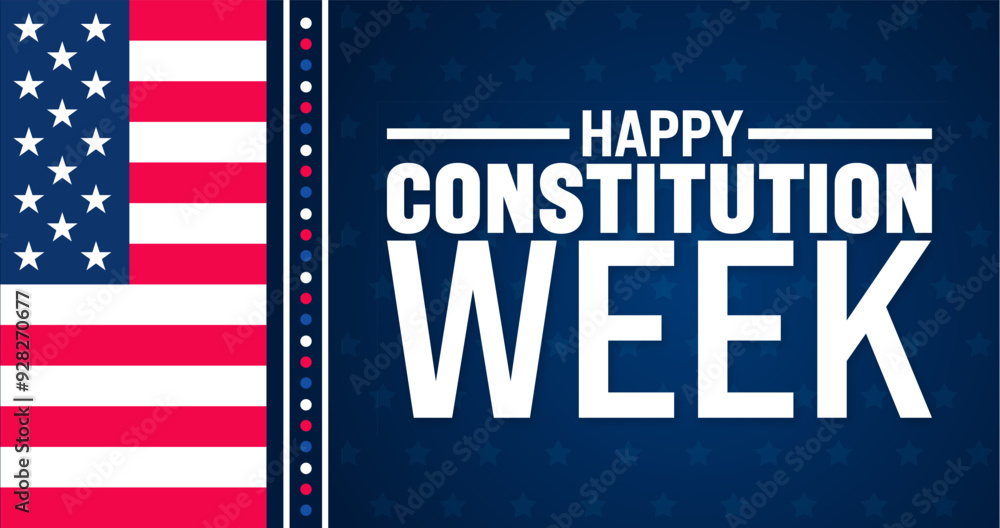 Fototapeta premium Happy Constitution Week is observed every year in September. Holiday concept. Template for background, banner, card, poster, placard, design template with unique shapes with standard color.