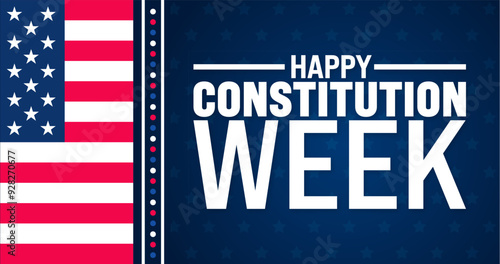 Happy Constitution Week is observed every year in September. Holiday concept. Template for background, banner, card, poster, placard, design template with unique shapes with standard color.