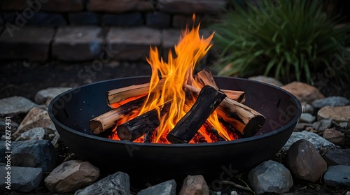 A campfire , Wood on fire like a bonfire | Firewood infront of house, 