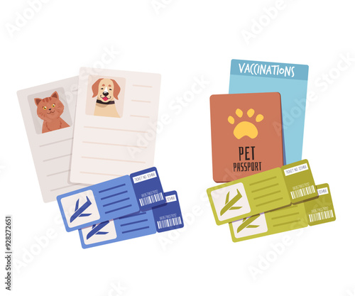 Vector illustration a package of documents for the transportation of pets on a white background