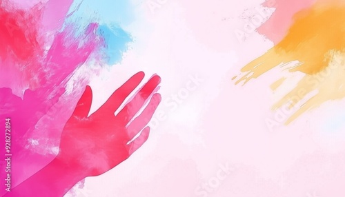 Abstract Watercolor Hand Reaching Out