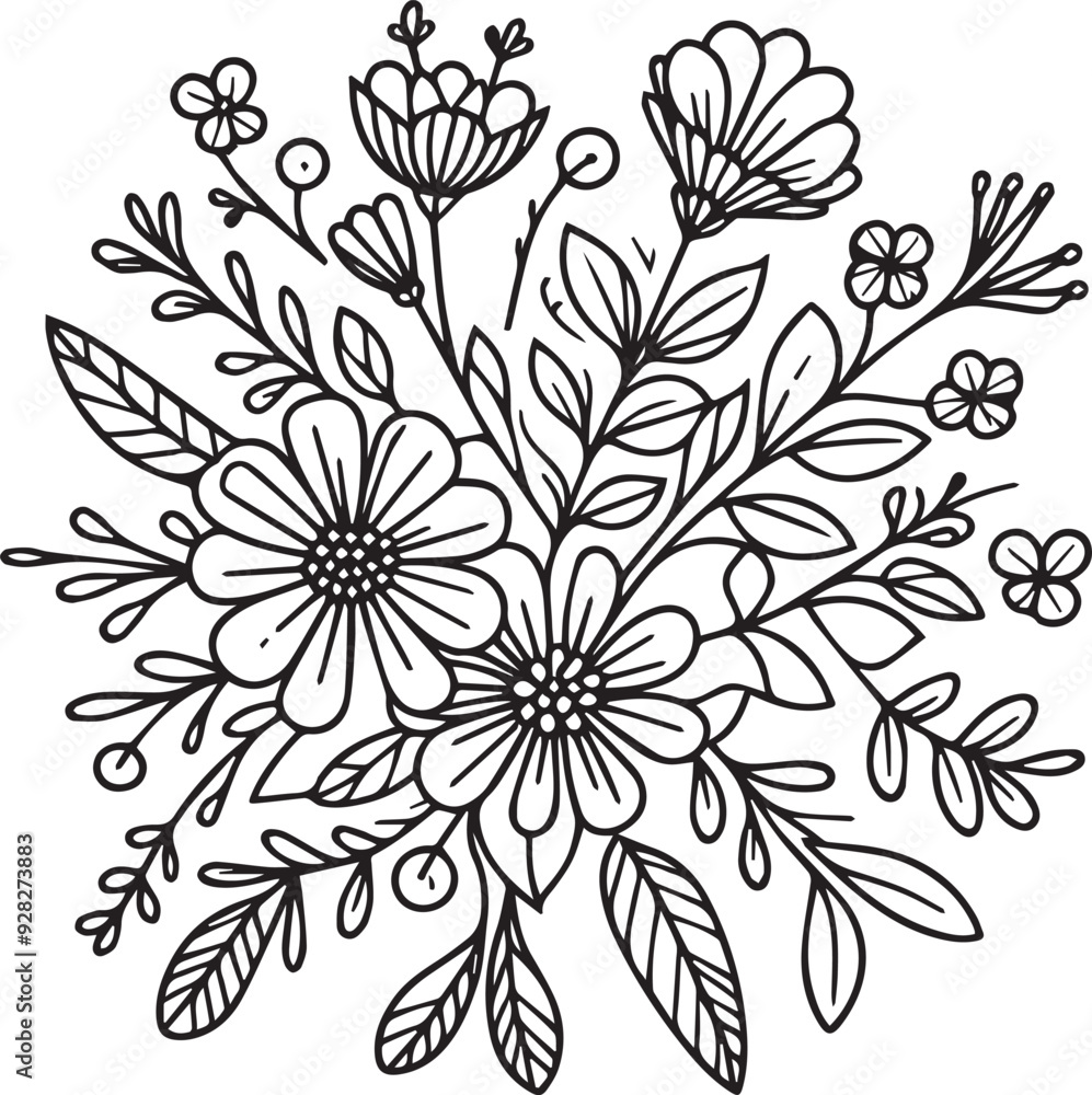 Obraz premium A flower line art coloring book illustration