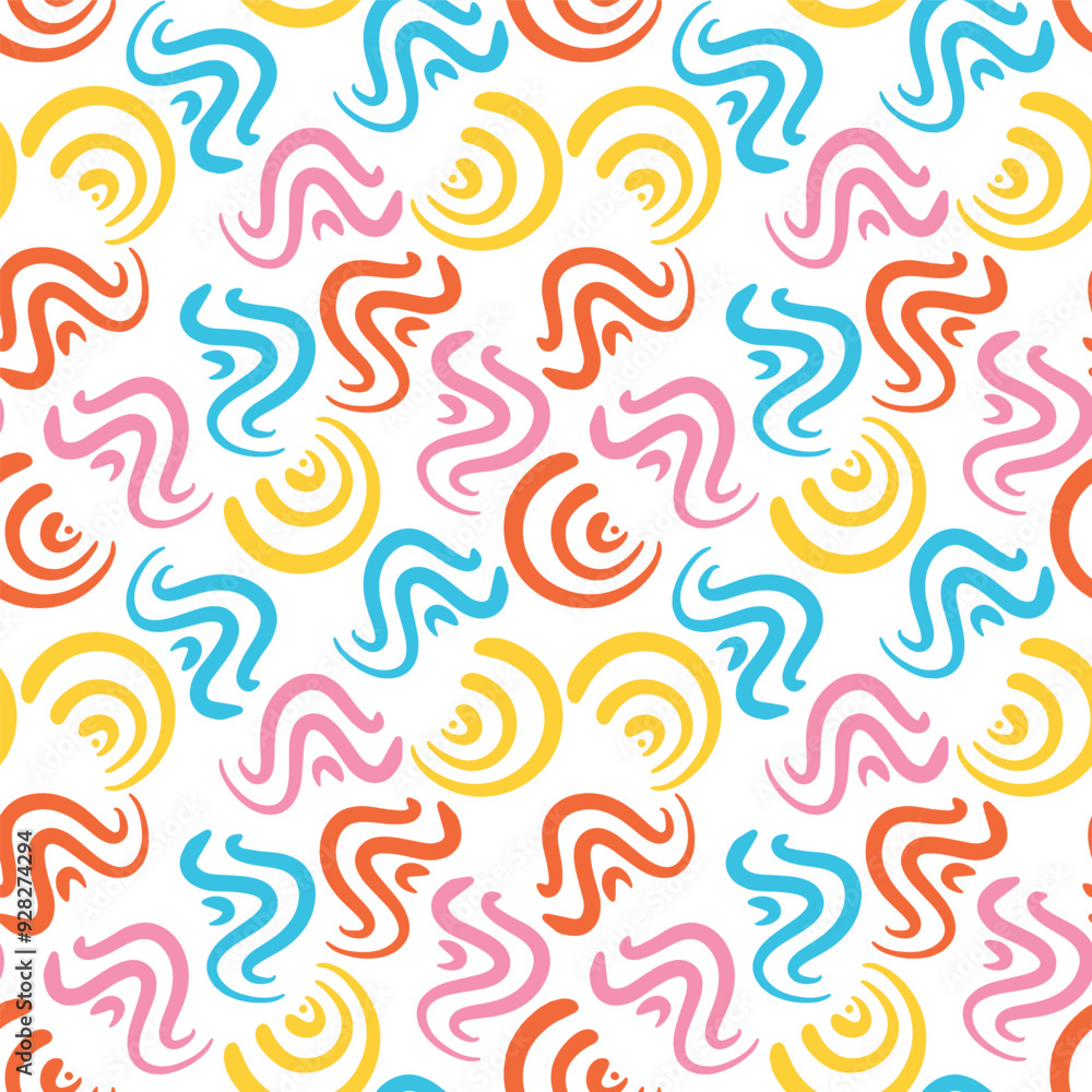 Colorful abstract doodle shapes seamless pattern design Colorful abstract doodle shapes seamless pattern design