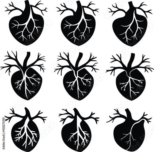Blood Vessel Abstract Silhouette Vector Graphics Pack