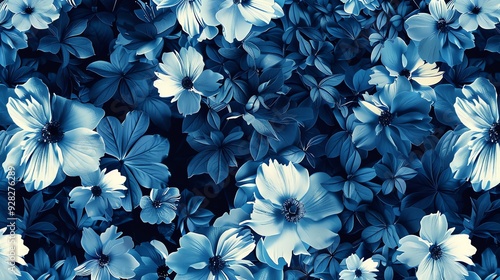 Exquisite beautiful clematis floral pattern in blue color