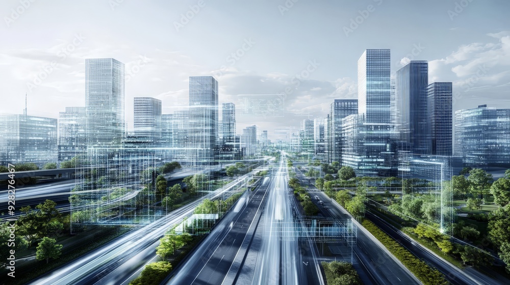 Obraz premium Experience the possibilities of smart cities, where technology enhances urban living.