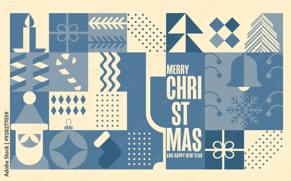 custom made wallpaper toronto digitalXmas holiday Geometric Bauhaus background. Merry Christmas pattern, wallpaper, banner, Winter Celebration print festive design cover. Modern Holiday vector ornament, minimal Scandinavian retro shapes