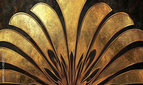 abstract art deco luxury pattern, golden vintage artistic background with geometric shapes, archs and swirls. Linear retro ornament, gatsby, Generative AI