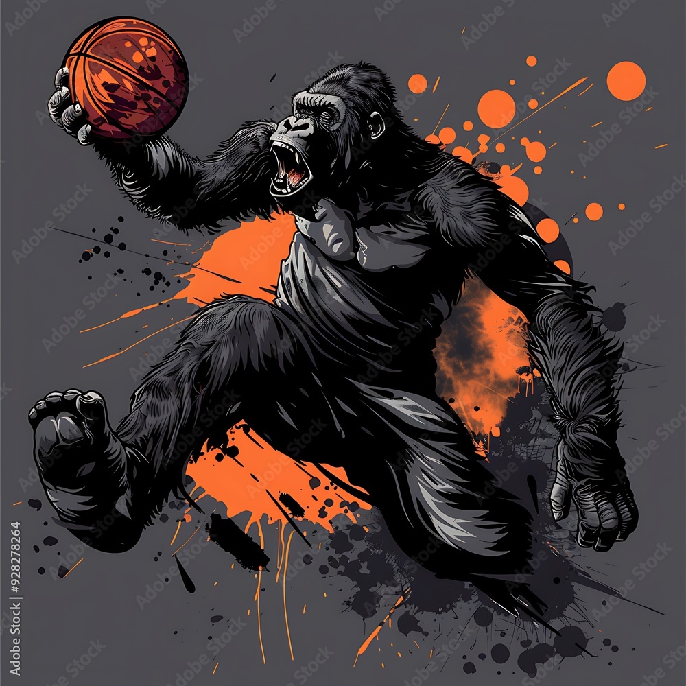 illustration of dunking gorilla illustration of dunking gorilla