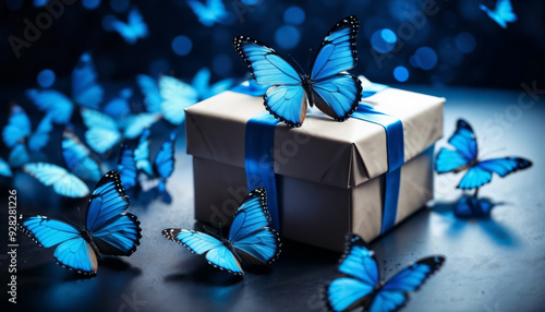 Wallpaper Mural Beautiful butterflies in the design of the gift box Torontodigital.ca