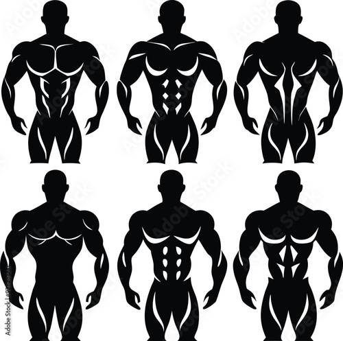 Body Builder Outline Silhouette Graphics Collection