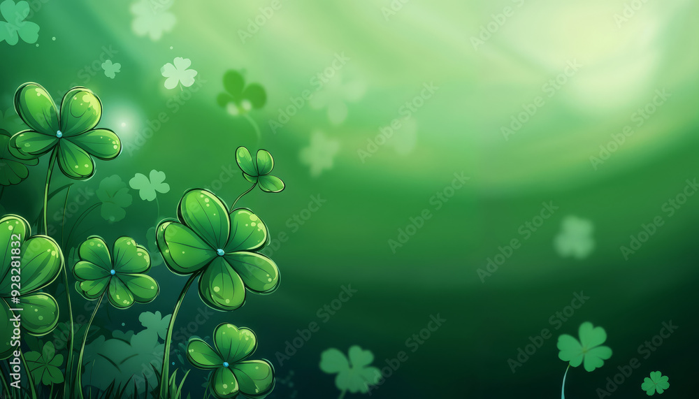 Poster with green clover background with empty space for text Poster with green clover background with empty space for text