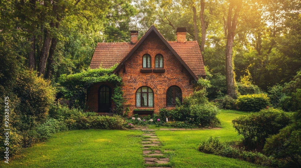 Charming home nestled in nature, surrounded by greenery with ample copy space. Charming home nestled in nature, surrounded by greenery with ample copy space.