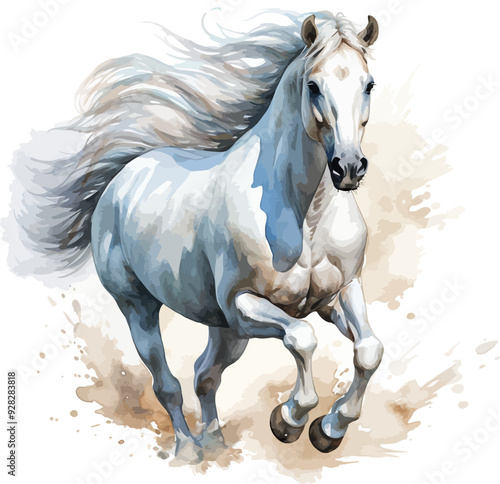 Wallpaper Mural White Horse Watercolor Vector Illustration Design. Torontodigital.ca