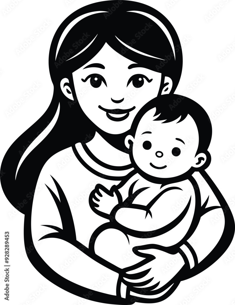 a child in a mother,s arms silhouette illustration a child in a mother,s arms silhouette illustration