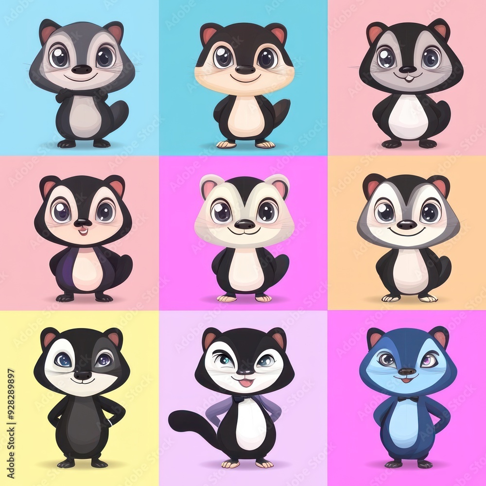 A colorful grid of cartoon-style animals with various expressions and poses. A colorful grid of cartoon-style animals with various expressions and poses.