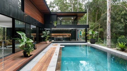 Wallpaper Mural Modern House with Pool and Deck Torontodigital.ca