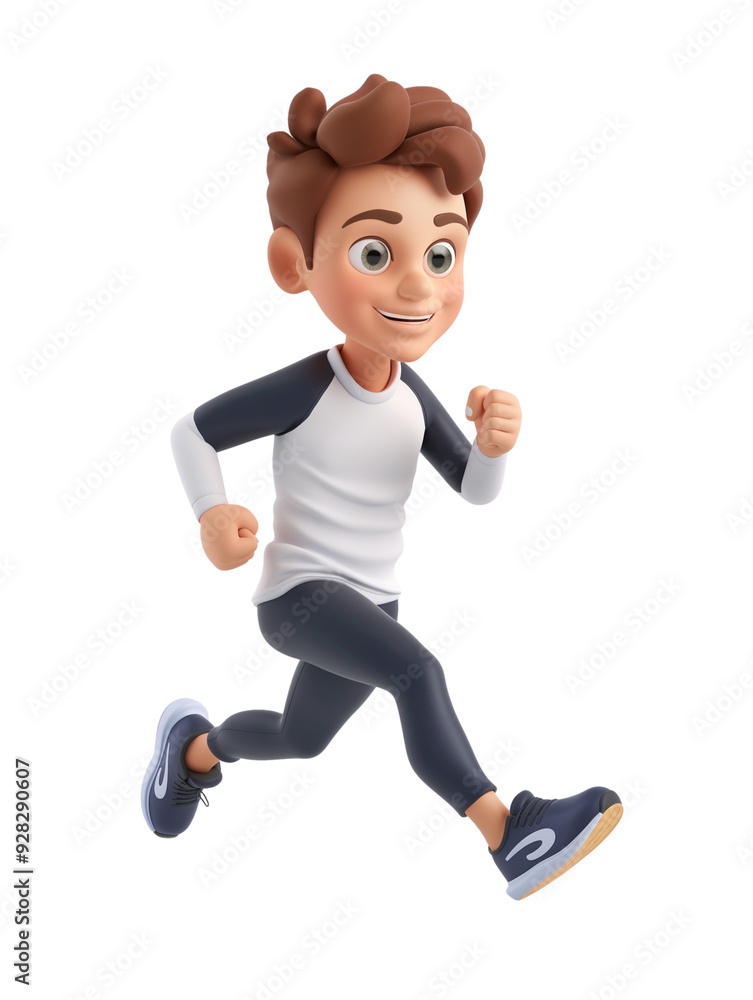 Man jogging in sportswear, cartoon 3D Man jogging in sportswear, cartoon 3D