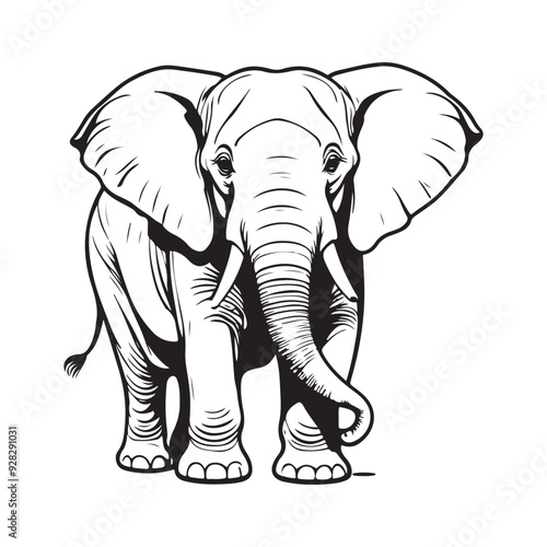 line art Elephant on white background. sketch style. Vector graphic icon animal.