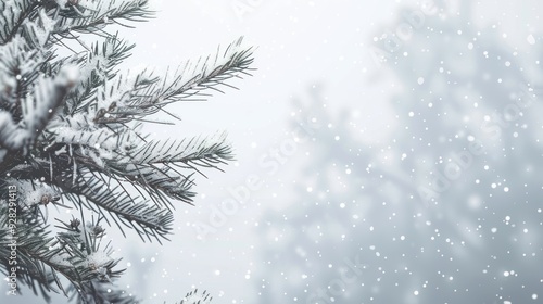 Snow-Covered Pine Branch in a Winter Wonderland