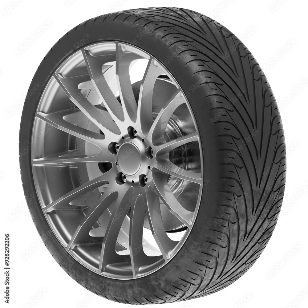Obraz premium car wheel isolated with disc brake
