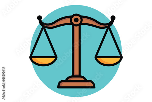 Scale of justice colored outline icon. icon related to law and justice. justice elements vector illustration photo