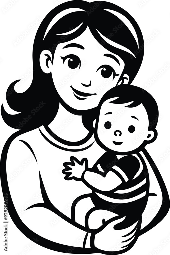 a child in a mother,s arms silhouette illustration a child in a mother,s arms silhouette illustration