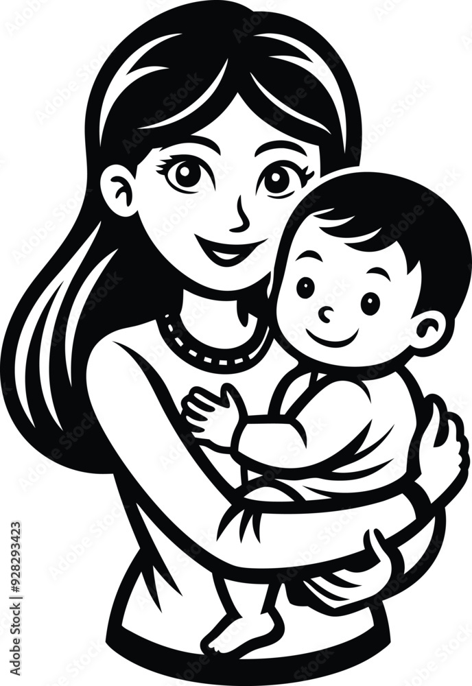 a child in a mother,s arms silhouette illustration a child in a mother,s arms silhouette illustration
