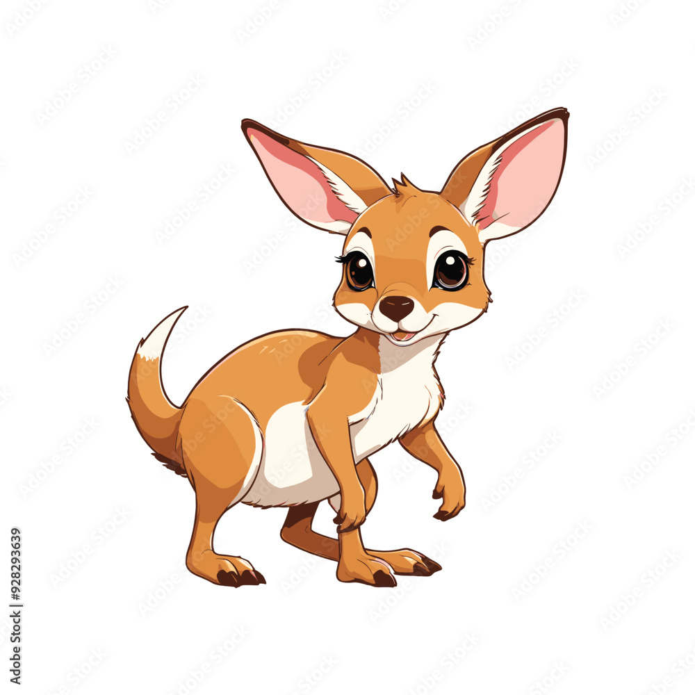 Adorable Cartoon Kangaroo with a Playful Stance Adorable Cartoon Kangaroo with a Playful Stance