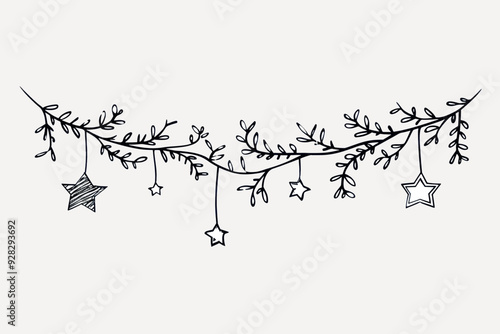 Hand-drawn festive star garland