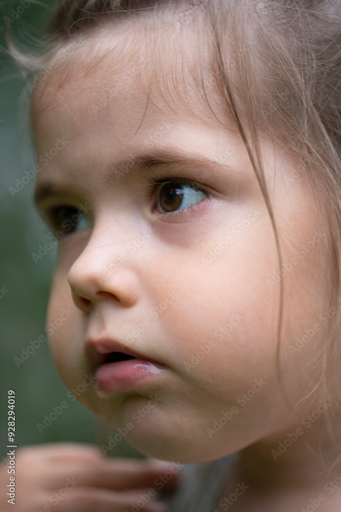 Portrait of a three-year-old brunette girl with brown eyes Portrait of a three-year-old brunette girl with brown eyes