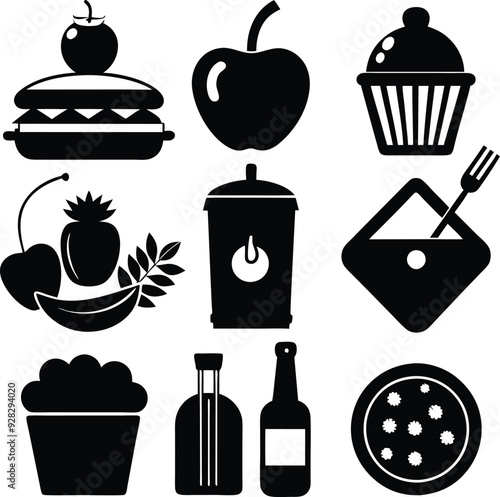 Ice Cream Dark Silhouette Shapes Vector Set