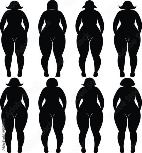 Fat Women Abstract Silhouette Vector Graphics Pack