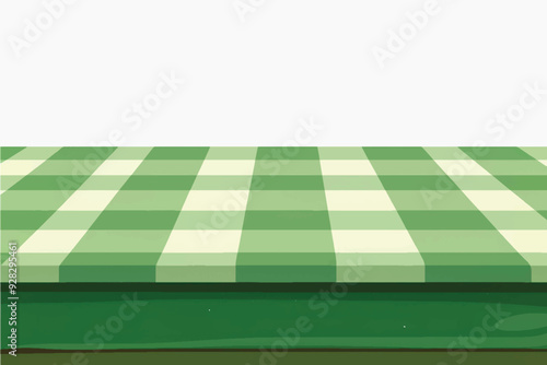 Green checkered tablecloth background