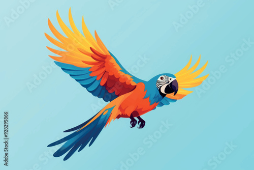 Colorful parrot in flight