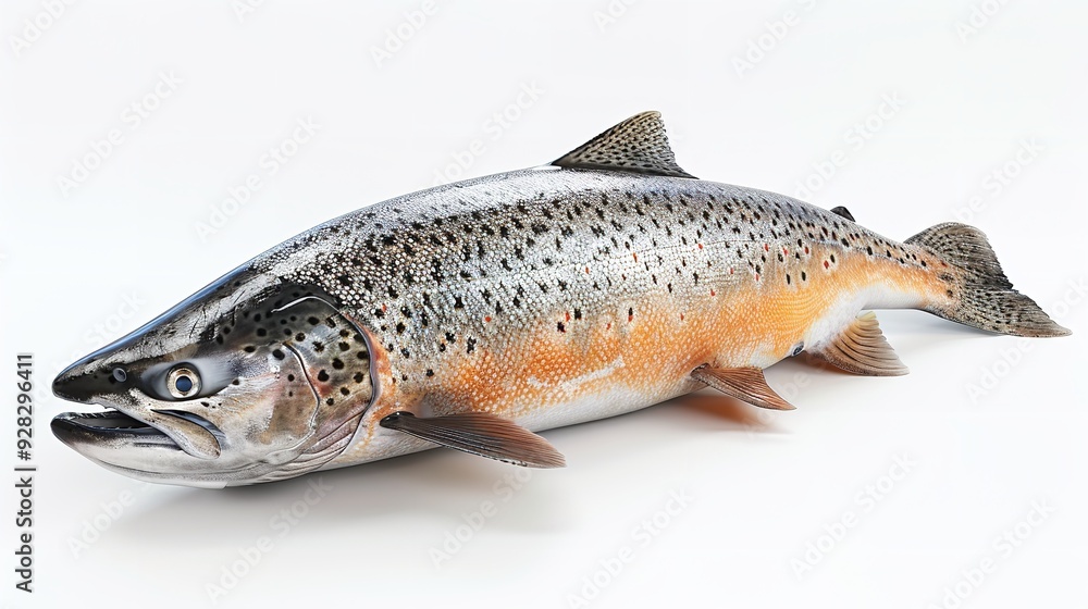 freshly caught trout isolated on white background : Generative AI freshly caught trout isolated on white background : Generative AI