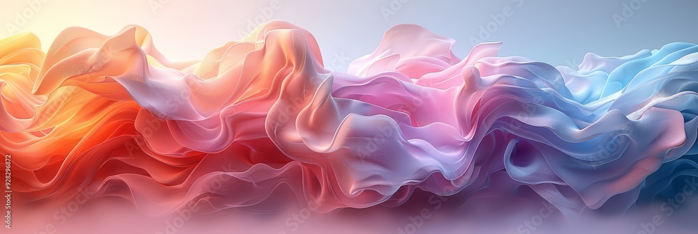 Obraz premium Discover a dreamy 3D abstract background blending pastel colors and swirling shapes. Realistic rendering, high-quality textures