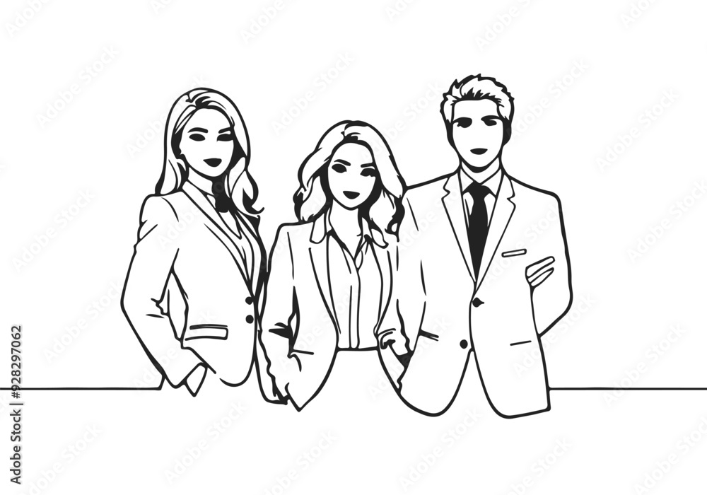 Sketch Line Drawing of Business Group Silhouettes in Office. Business Concept Linear Illustration. Businessmen Line Abstract Minimalist Contour Drawing. Vector EPS 10 Sketch Line Drawing of Business Group Silhouettes in Office. Business Concept Linear Illustration. Businessmen Line Abstract Minimalist Contour Drawing. Vector EPS 10