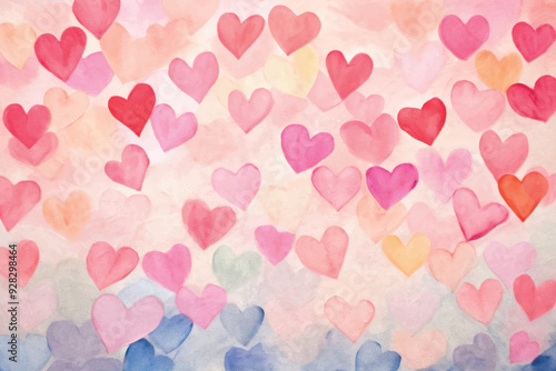 Colorful watercolor hearts background