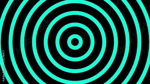 Black and Cyan Trippy Graphic Radio Waves Circle Loop Background