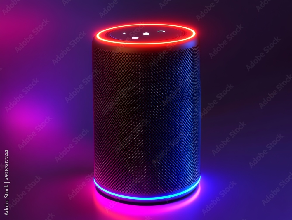 Smart Speaker with Neon Lights. Smart Speaker with Neon Lights.