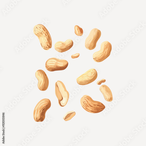 Realistic scattered peanuts illustration