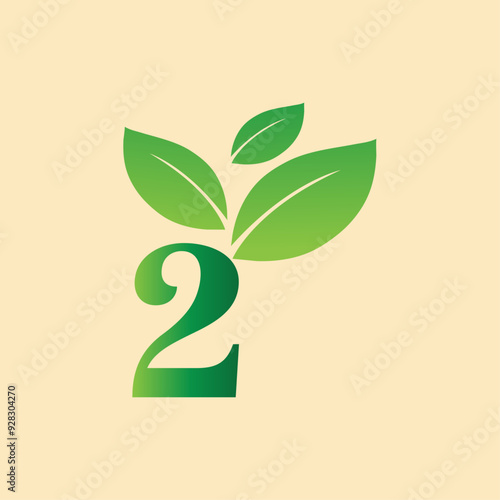 Abstract Nature Leaves and Plants With Alphabet and Numbers Logo Design For Social Media. photo