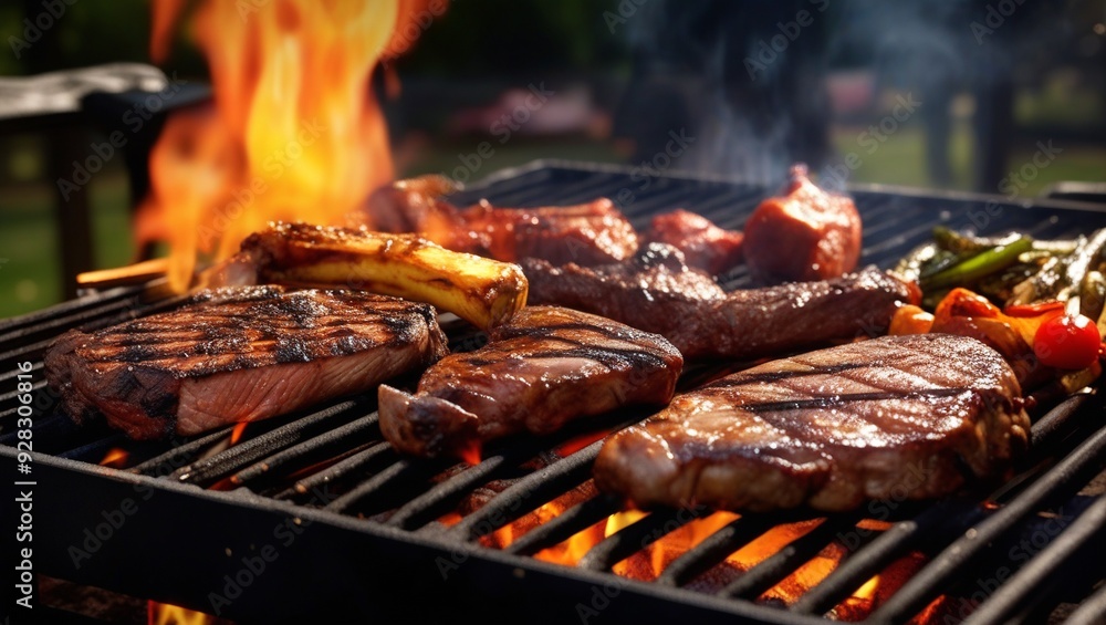 steaks, steaks, and steaks cooking on a grill. steaks, steaks, and steaks cooking on a grill.